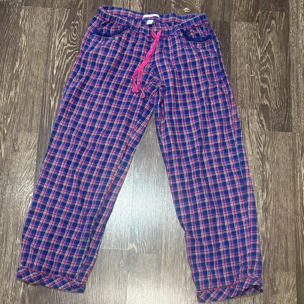 Vintage Victoria Secret Plaid Pajama Bottoms Pink Purple and Blue Size Medium